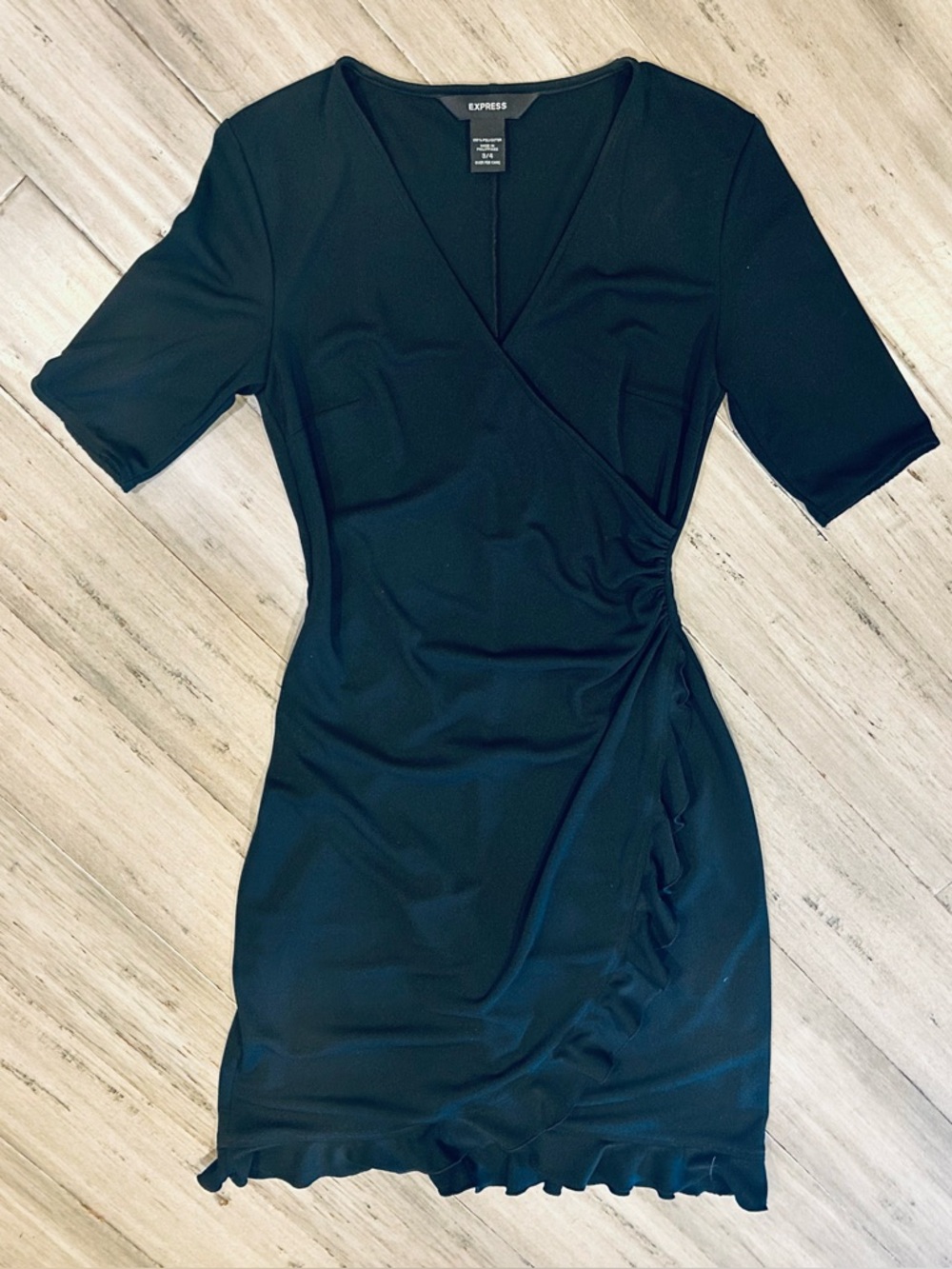 Express Wrap-Style Ruffle-Hem Dress